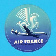 AIR FRANCE - Original Vintage Airline Luggage Label Around 1955's ( Blue Version ) * Mint Condition - Baggage Labels & Tags