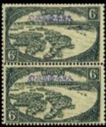 CV:€104.00 BRUNEI-Japan.occupation 1942 River Delta 6c OVPT.blue Handstamped PAIR [Aufdruck,surimprimé] - Brunei (1984-...)