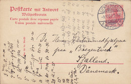 Deutsches Reich Postal Stationery Ganzsache Entier Frageteil Germania LICHTENBERG 1907 Denmark (2 Scans) - Briefkaarten