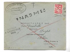 Type Iris  Seul Sur Lettre Du  05 Mai  1941   NANCY Intérieur  Retour à L'employeur - 1939-44 Iris