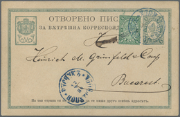 Br/GA Bulgarien: 1862/1945, Collection Of 33 Entires Incl. 1879 1fr. Black/red On Reverse Of Cover From So - Brieven En Documenten