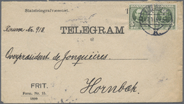 Br Dänemark: 1887/1956, Partie Mit 11 Frankierten Und Unfrankierten Telegramm-Umschlägen, Telegramm-Fal - Lettres & Documents