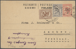 GA/Br Finnland - Ganzsachen: 1874/1940, Lot Of Ca. 50 Used Postal Stationery Postcards And Covers With Man - Postal Stationery