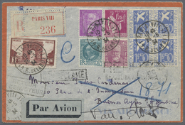 Br Frankreich: 1900/1960, Absolutely Awesome Collection Of Blocks Of Four On Entires Bearing 450 Envelo - Gebruikt