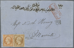 Br Französische Post In Der Levante: 1862/1864, Two Lettersheets From BEYROUTH To Marseille Resp. Manch - Other & Unclassified