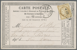 Br Frankreich - Ganzsachen: 1873/1876, Lot Of 46 Used Postcard Forms Mainly Franked With 15c. Bistre, S - Other & Unclassified