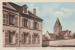 MARCILLY LE HAYER - LA MAIRIE - LE CLOCHER DE L'EGLISE - BELLE CARTE - SEPIA -  TOP !!! - Marcilly