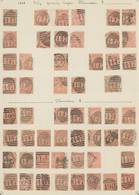 O Großbritannien: 1865, 4d. Vermilion, Wm Large Garter (SG 93/94), Specialised Assortment Of 88 Stamps - Autres & Non Classés