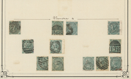 O Großbritannien: 1865, 1s. Green, Wm Emblems (SG 101), Specialised Assortment Of Twelve Stamps. - Andere & Zonder Classificatie