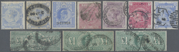 O/* Großbritannien: 1867/1910 (ca.), HIGH DENOMINATIONS QV AND KEVII, Mainly Used Accumulation Of 59 Sta - Altri & Non Classificati