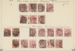 O Großbritannien: 1873/1879, 3d. Rose, Wm Spray Of Rose (SG 143/44), Specialised Assortment Of 64 Stam - Autres & Non Classés