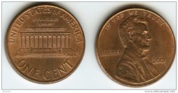 Etats-Unis USA 1 Cent 2001 KM 201b - 1959-…: Lincoln, Memorial Reverse