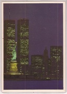 New York City By Night  La Statue De La Liberté Les Tours Jumelles World Trade Center - World Trade Center