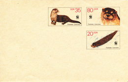 L4360 - DDR (1987) Postal Stationery / WWF (20pf, 35pf, 80pf) Lutra Lutra - Lettres & Documents