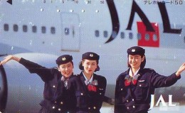 Télécarte  JAPON * 110-73311  * JAL (2320)  STEWARDESS  *  Phonecard JAPAN * Airplane * Flugzeug AVION * AIRLINE - Avions