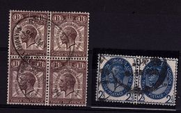 GB23 - GRANDE BRETAGNE N° 181 Blocde 4 Et 182 En Paire Obl. - Used Stamps