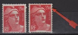 Variétés 2 Timbres N° 714  2f40 Rouge Marianne De Gandon - Nuevos