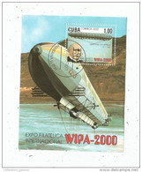 Timbre , Bloc , Dirigeable , Aviation , Ferdinand  Von ZEPPELIN , CUBA , 2000 , Expo Filatelica Internacional - Sonstige & Ohne Zuordnung