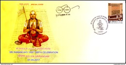 India, 2017, Special Cover, Sri Ramanuja's 1000th Birth Celebration, Srirangam, Religion, Spiritual, Hinduism, Spci133 - Induismo