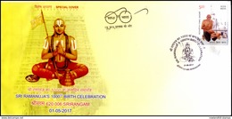 India, 2017, Special Cover, Sri Ramanuja's 1000th Birth Celebration, Srirangam, Religion, Spiritual, Hinduism, Spci134 - Hindoeïsme