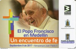 Lote TTR2, Colombia, Papa Francisco, Medellin, Tiquete, Metro Card, Commemorative Card, Limited Edition, Pope Visits - Mondo