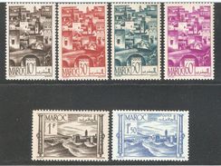 French Morocco 1947,6 Stamps,Sc 221-226,VF 2 Mint*/4 MNH** (SL-1) - Unused Stamps