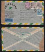 Brazil Brasil 1951 Censor Airmail Cover ESPERANTO To Austria Esperanto Museum Vienna - Storia Postale