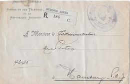 ARGENTINA 1910 - R-Letter Direction Générale Des Postes Et Des Télégraphes To Hamburg - Ganzsachen