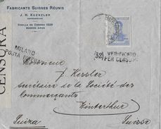 ARGENTINA 1918 - Letter(32) Verificato Per Censura MILANO To Winterthur/SUIZA - Cartas & Documentos