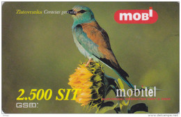 SLOVENIA  Mobil Prepaid Phonecards Bird Zlatovranka Coracias Garrulus Valid 31.12.2001 - Pájaros Cantores (Passeri)