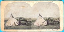 INDIAN LIFE IN NEW MEXICO Orig Vintage Stereoscope Stereo Photo Card Carte Stéréoscopique United States American Indians - Stereoscopes - Side-by-side Viewers