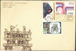 BIRDS-PEACOCK-INDIPEX 73-FDC-STAMP DESIOGNER'S DAY CANCEL-INDIA-1973-IC-32 - Pfauen