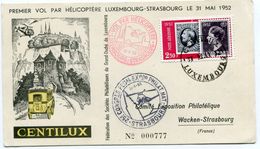 Premier Transport Postal International Par Helicoptere  LUXEMBOURG STRASBOURG  Du 31/05/1952 - 1927-1959 Cartas & Documentos