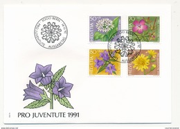 SUISSE - 5 Enveloppes FDC - Pro Juventute 1991 (Fleurs) - Bern - 26/11/1991 - FDC