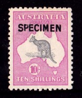 Australia 1917 Kangaroo 10-  3rd Watermark SPECIMEN Type B MH - Listed Variety - Ongebruikt