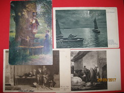 Lot 4 Postcards - Different Artists - Paintings