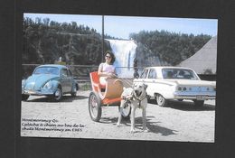 MONTMORENCY - QUÉBEC - JOLIE DAME EN  CALÈCHE AU PIED DE LA CHUTE EN 1965 - ATTELAGE DE CHIEN - MAGNIFIQUE VOLKSWAGEN - Chutes Montmorency