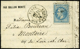 Lettre Le Jules Favre N° 1 (probable) Càd Paris R D'Enghien 15 Oct 70, Pour Montoire (L Et Ch), T.B. - Andere & Zonder Classificatie