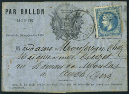 Lettre Le VILLE DE CHATEAUDUN, Formule Imprimée Aux Drapeaux Sur Papier Bleu, Càd Paris R. St-Lazare 5 Nov 70, Pour Auch - Sonstige & Ohne Zuordnung