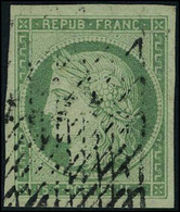 Oblitéré N° 2, 15c Vert, Obl Grille Sans Fin, T.B. Signé A Brun Et Calves - Other & Unclassified