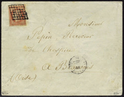 Lettre N° 7a, 1f Vermillon Vif Sur Lettre, Oblitéré Grille, Très Grandes Marges, Superbe, Signé Calves + Brun + Certific - Altri & Non Classificati