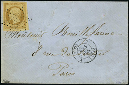 Lettre N° 9, 10c Bistre Jaune, CDF Sur L, Obl étoile + Cachet à Date De Paris 25 Sep 52, Superbe, Signé Calves - Altri & Non Classificati