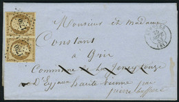 Lettre N° 9a, 10c Bistre Brun, Paire Hor. Sur L Obl PC 1730 25 Sep 53 Pour St Pierre Buffiere Arrivée Au Verso Càd Type  - Autres & Non Classés