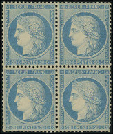 Neuf Sans Charnière N° 37, 20c Bleu Type Siège, Bloc De 4, Bien Centré, T.B. Signé JF Brun - Altri & Non Classificati