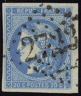 Oblitéré N° 46B, 20c Bleu, Type III, Report 2 + Le Même En Paire Hor. T.B. Maury - Altri & Non Classificati