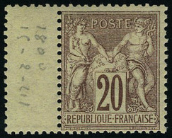 Neuf Sans Charnière N° 67, 20c Brun Lilas Type I, Bdf, T.B. - Autres & Non Classés