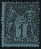 Neuf Avec Charnière N° 84, 1c Noir Sur Bleu De Prusse, Très Belle Couleur Foncée, T.B. Signé Roumet. - Altri & Non Classificati