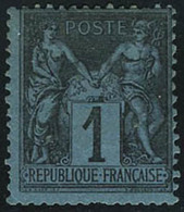 Neuf Avec Charnière N° 84, 1c Noir Sur Bleu De Prusse, Qq Dents Irrégulières, Jolie Nuance, T.B. Signé Calves - Other & Unclassified