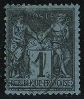 Oblitéré N° 84, 1c Noir Sur Bleu De Prusse, T.B. Signé + Certificat JF Brun - Autres & Non Classés