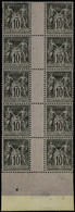 Neuf Sans Charnière N° 89, 10c Noir Sur Lilas, Bloc De 10 Interpanneau Sans Millésime, Excellent Centrage, Superbe, 1ex  - Otros & Sin Clasificación